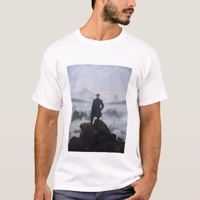 Camiseta Friedrich's Wanderer acima do Mar de Nevoeiro (Frente)