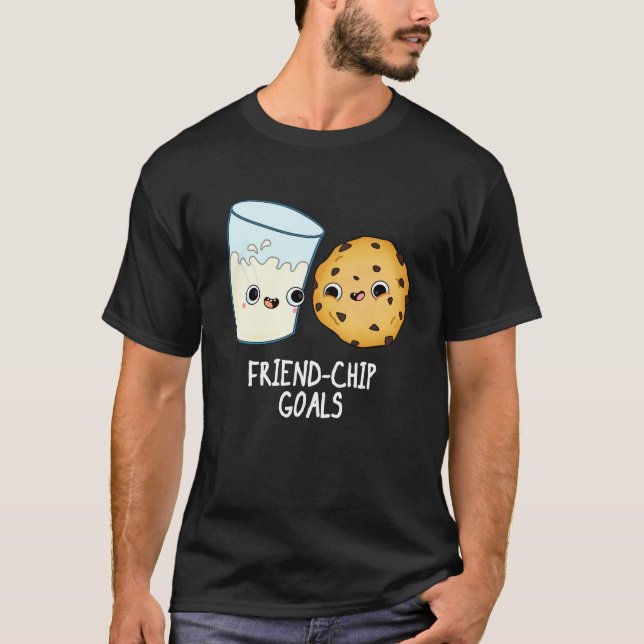 Camiseta Friend Chip Mete Cookies Engraçados Leite Pun Dark (Frente)