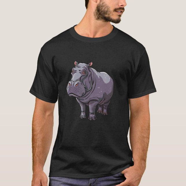 Camiseta Friendly Hippopotamus Cartoon Hippo (Frente)