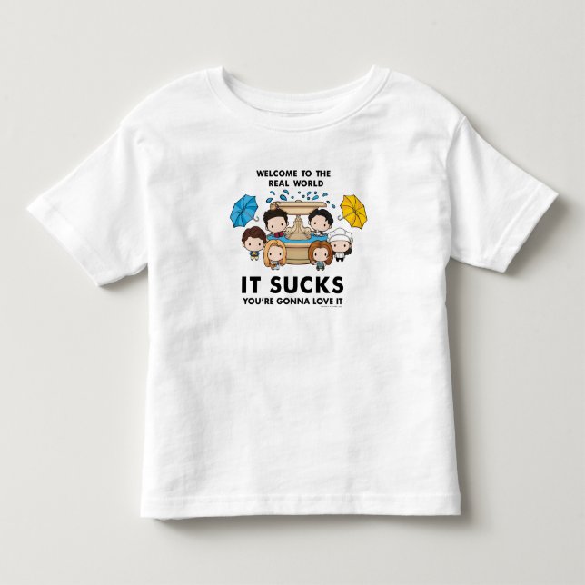 Camiseta FRIENDS™ | Bem-vindo ao Mundo Real Chibi (Frente)