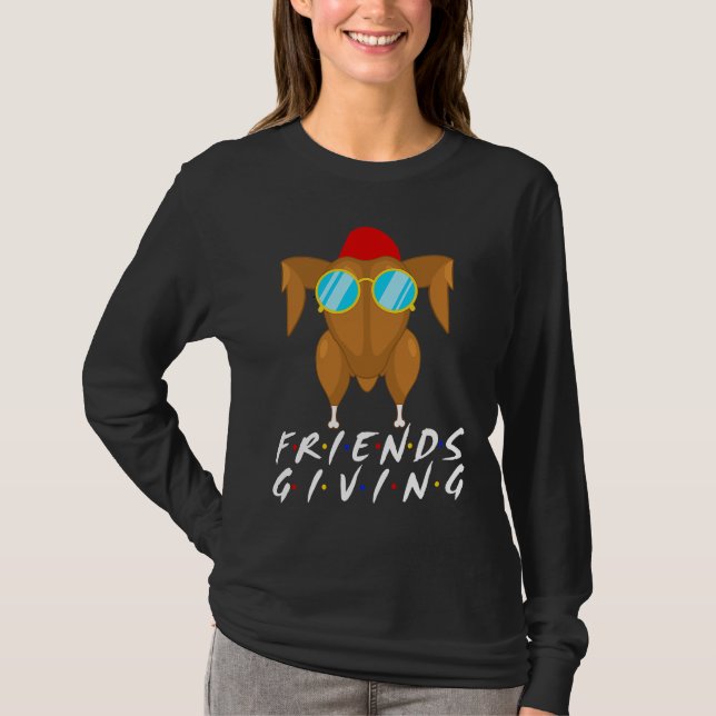 Camiseta Friends Giving Thanksgiving Body Turkey Glasses Th (Frente)