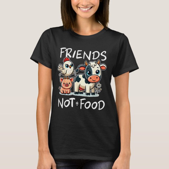 Camiseta Friends Not Food Funny Vegan Vegetarian Cute Anima (Frente)
