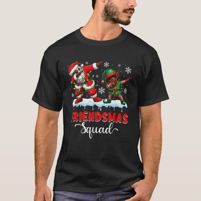 Camiseta Friends Xmas Squad Dabbing Cute Elf Afro Santa Pro (Frente)