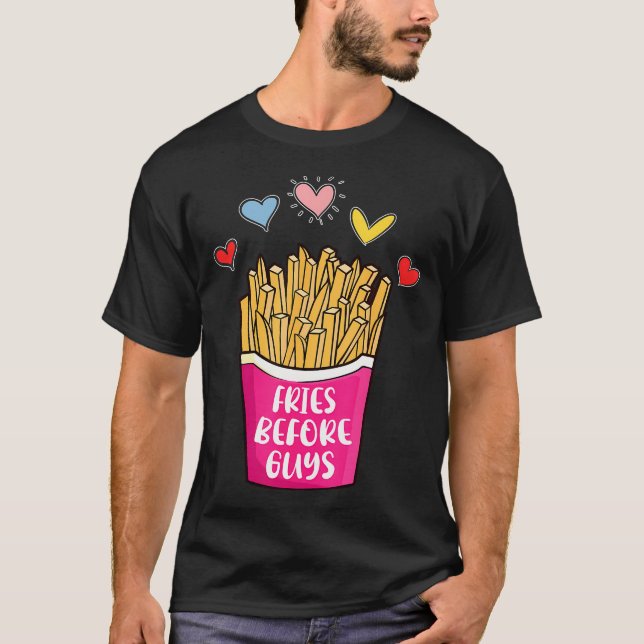 Camiseta Fries Antes Da Cara Humor Adolescente Raparigas Na (Frente)