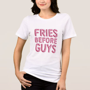 Camiseta Fries antes de Caras no bordado de Faux