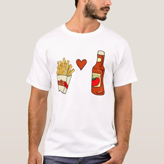 Camiseta Fries franceses adoram ketchup (Frente)