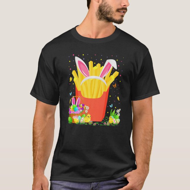 Camiseta Fries franceses - Comida de páscoa de ovos - Caça  (Frente)