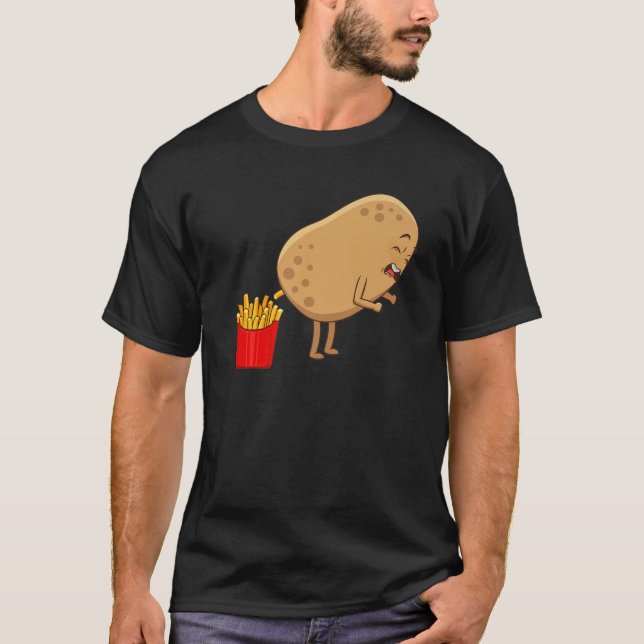 Camiseta Fries Franceses Engraçados Designs Para Homens Bat (Frente)