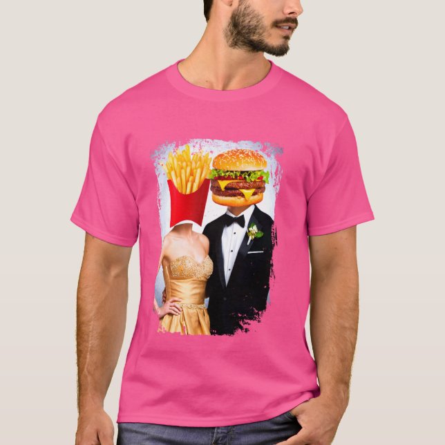 Camiseta Fries franceses Hamburger Adoram Comida rápida Cas (Frente)