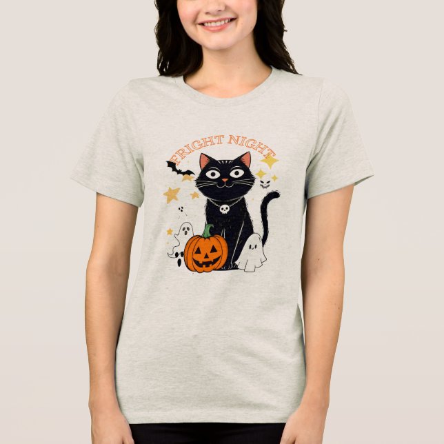 Camiseta Fright Night Halloween Cat (Frente)