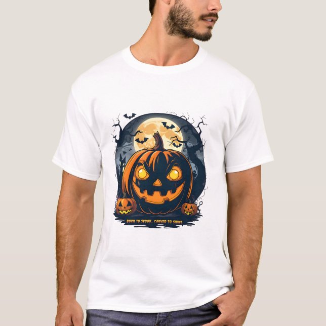 Camiseta Fright Night Vibes - Teto Gráfico de Halloween (Frente)