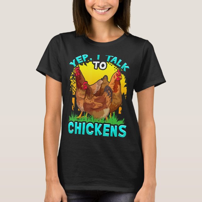 Camiseta Frigorífico De Galinha Sim Eu Falo Com Galinhas He (Frente)