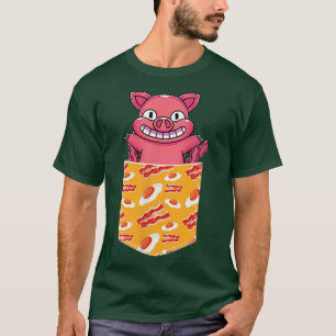 Camiseta Frio de porco Engraçado Ovos de Comida do café da