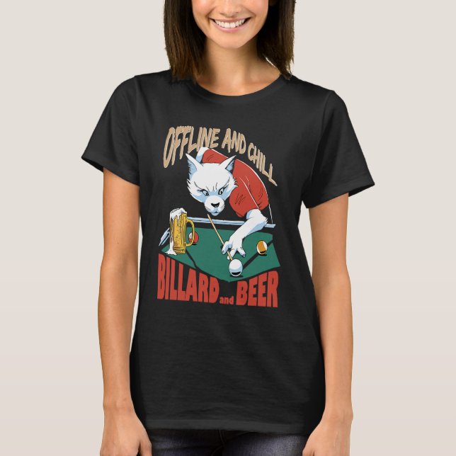 Camiseta Frio offline e bilhar de cerveja design bil (Frente)