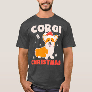 Camiseta Frio Santa Hat Design Corgi Natal