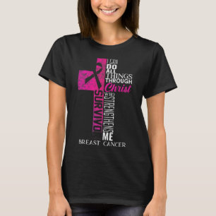 Camiseta Friso Câncer da Mama Sobrevivente Cristã Cruz Cris