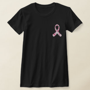 Camiseta Friso de Flor do Cancer de Mama Rosa Personalizado
