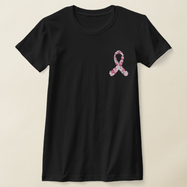 Camiseta Friso de Flor do Cancer de Mama Rosa Personalizado (Postura )