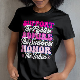 Camiseta Friso Rosa Suporta Consciência de Honra da Mama Ad