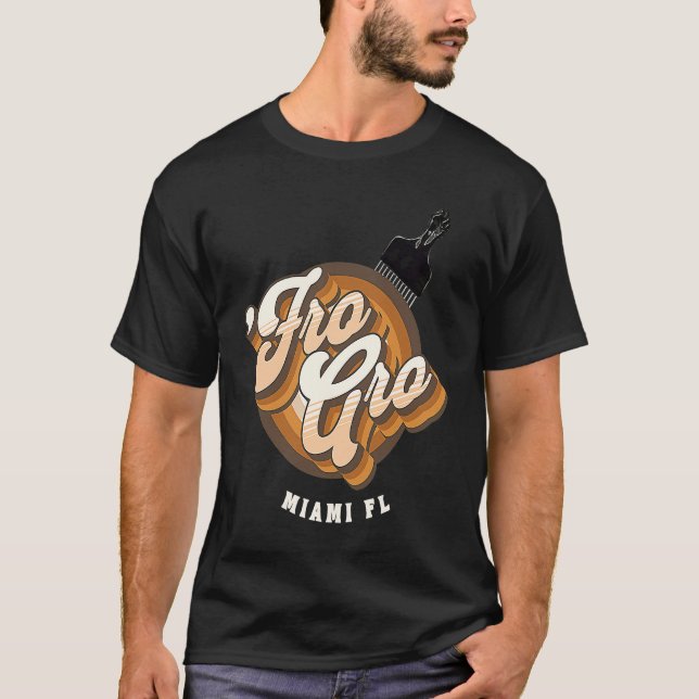 Camiseta Fro Gro Miami Florida  Afro Pick  Raised Fist (Frente)