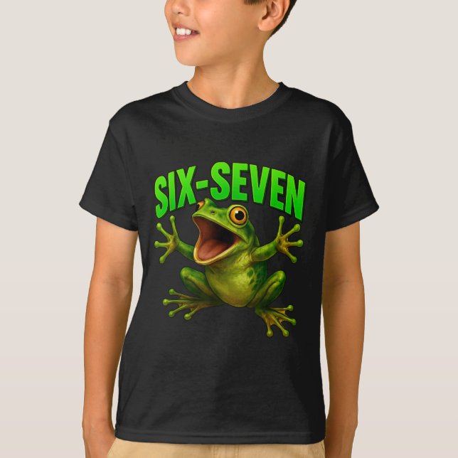 Camiseta Frog 67 Meme Six Seven Funny Gen Alpha  (Frente)