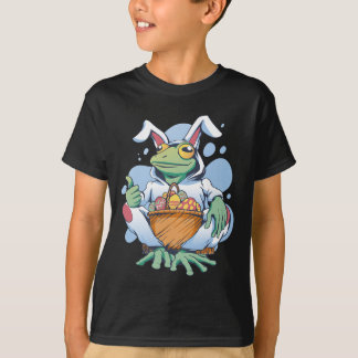 Camiseta Frog Dressed As Easter Bunny With Eggs 
