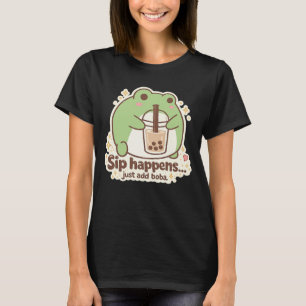 Camiseta FROG fofo bebendo chá de bolha, chá boba