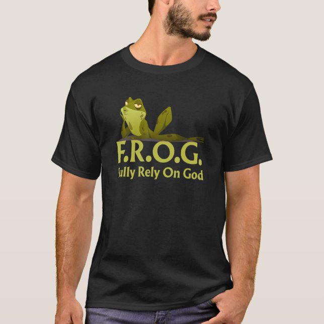 Camiseta FROG Fully Rely On God Funny Frog Christian (Frente)