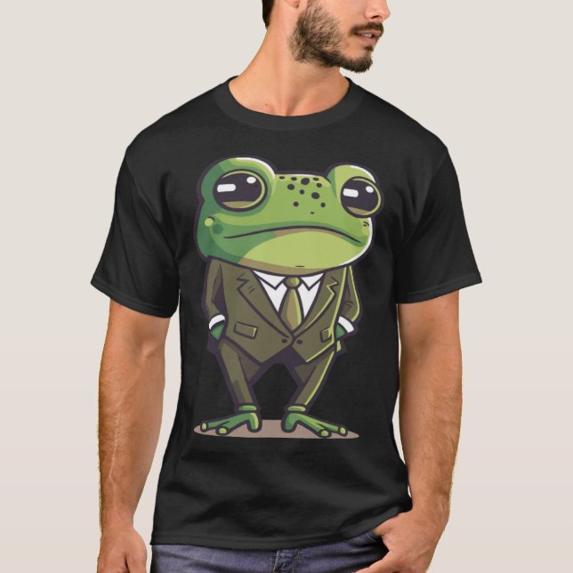 Camiseta Frog man, mr frog, frog in suit, serious frog, fun (Frente)