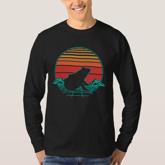 Camiseta Frog Sunset Retro Vintage Grid (Frente)