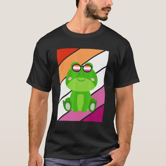 Camiseta Frog With Pride Lesbian Flag LGBTQ Proud Ally Prid (Frente)
