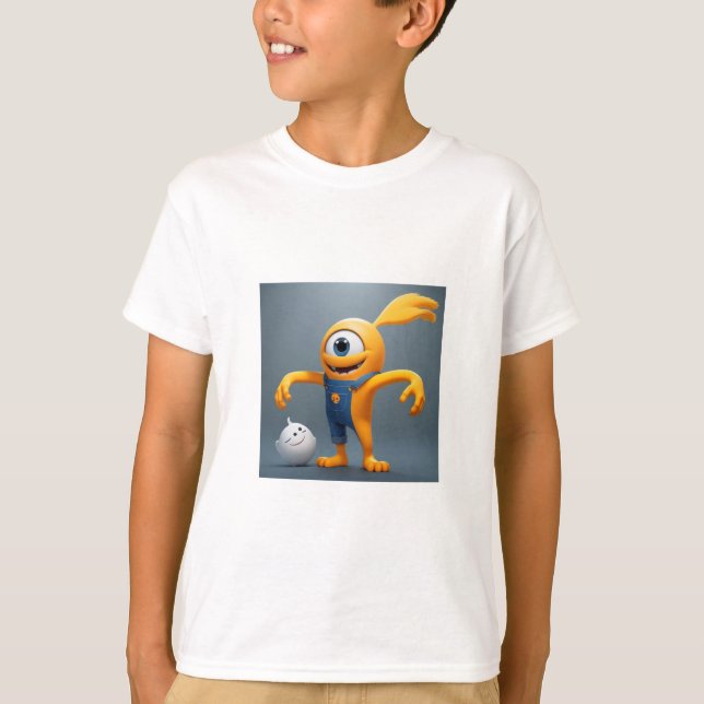 Camiseta „Fröhliches Einaugenmonster mit Geisterfreund“ (Frente)