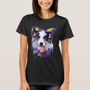 Camiseta Fronteira Artística Collie Engraçado Arte Esboço F