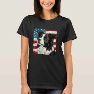Camiseta Fronteira Cachorro Patriótico 4º de julho Homens P