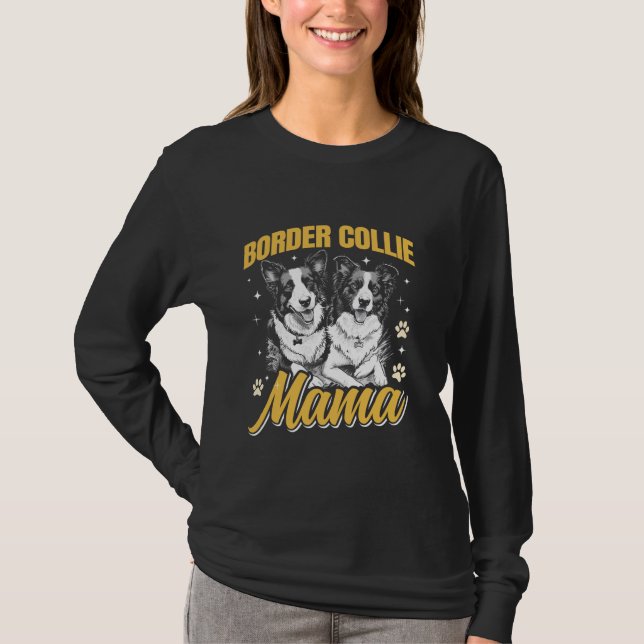 Camiseta FRONTEIRA COLLIE MÃE Proprietário de Cachorro Fron (Frente)