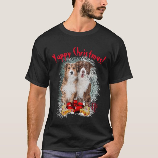 Camiseta Fronteira Collie Yappy Cachorro De Natal Mãe E Pai (Frente)