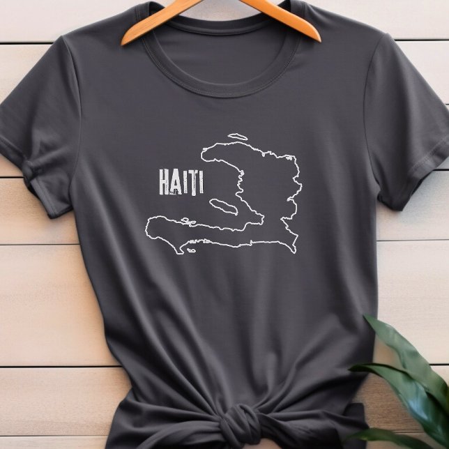 Camiseta Fronteira de tópicos haitiana do mapa do país (Criador carregado)