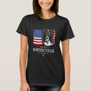 Camiseta Fronteira Orgulhosa Collie Mãe Bandeira Americana 