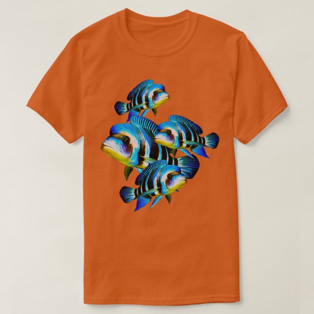 Camiseta Frontosa Cichlid School Cichlids Dotação Aquarium (Frente do Design)