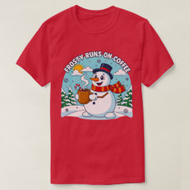 Camiseta Frosty corre no café Engraçado Design de Natal