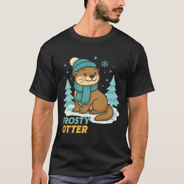 Camiseta Frosty Otter Winter Charm Art Long Sleeve  (Frente)