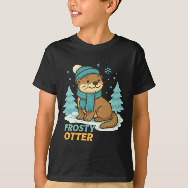Camiseta Frosty Otter Winter Charm Art Long Sleeve  (Frente)