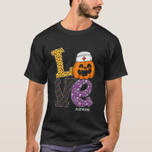Camiseta Frouxa de Halloween do enfermeiro Abóbora Ama Quim