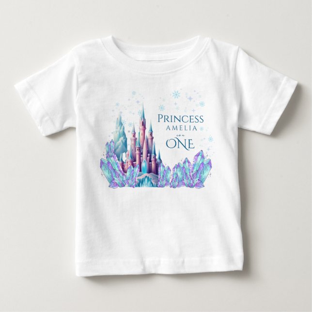 Camiseta Frozen 1st Birthday Cartoon Castle First Birthday  (Frente)