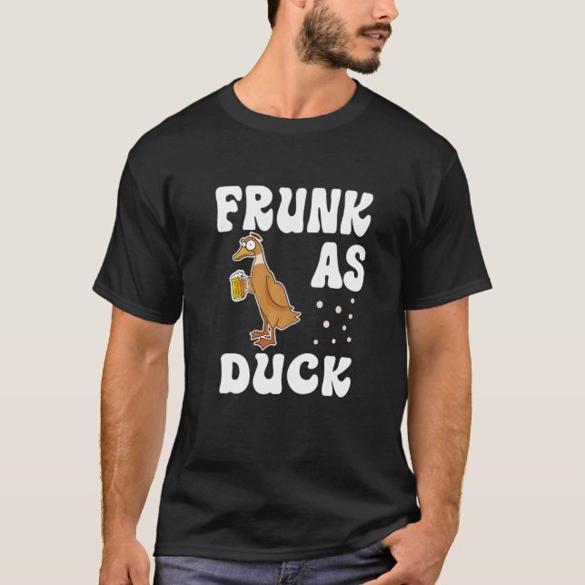 Camiseta Frunk As Duck Rubber Duck Bebendo Humor 2 (Frente)
