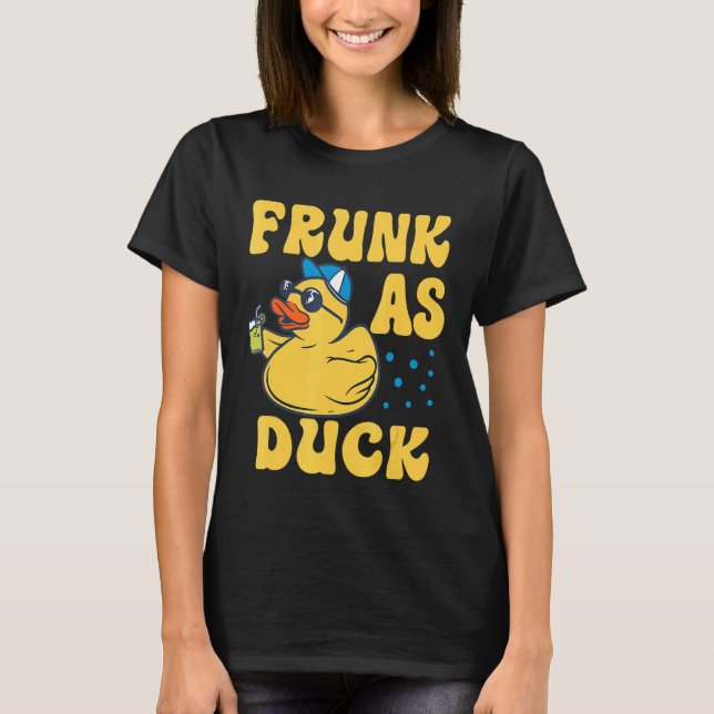 Camiseta Frunk As Duck Rubber Duck Bebendo Humor 4 (Frente)