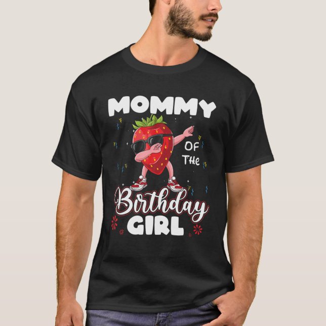 Camiseta Fruta Amante Mamãe Da Garota De Aniversário Strawb (Frente)