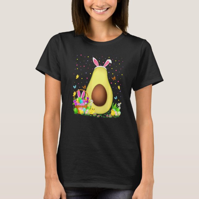 Camiseta Fruta Avocado, Caça de Ovos Bunny Avocado, Páscoa (Frente)
