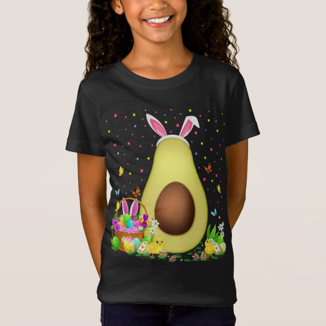 Camiseta Fruta Avocado, Caça de Ovos Bunny Avocado, Páscoa (Frente)
