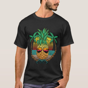 Camiseta Fruta de abacaxi com óculos de sol Palas de Verão